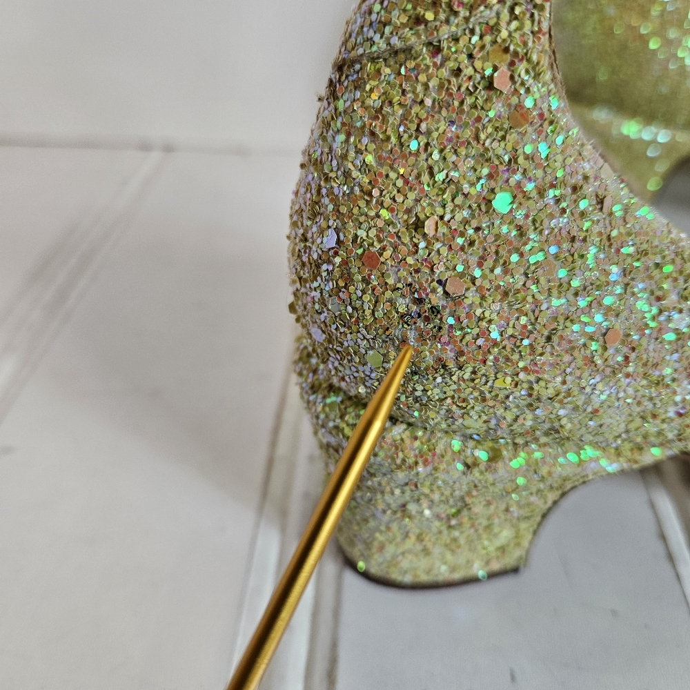 Free People Glitter Ankle-Strap Block Heel in Yellow Gold - Picture 16 of 16